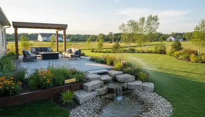 Landscaping crew providing lawn care service in Madison, WI
