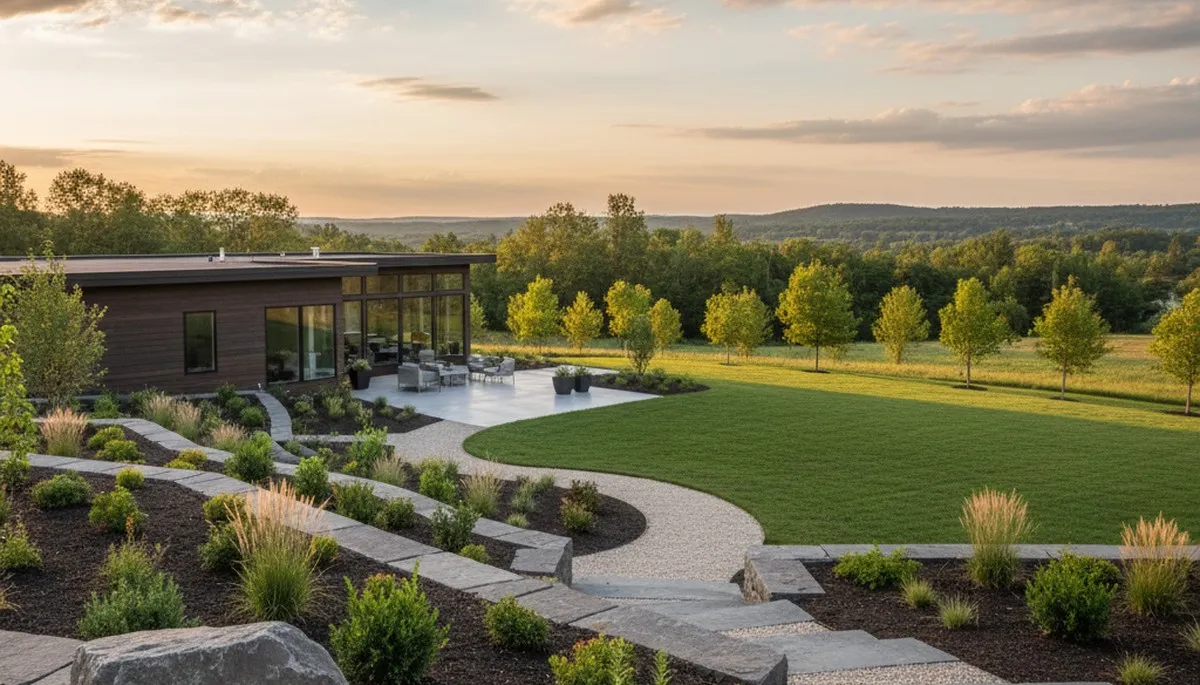 Landscaping crew providing lawn care service in Madison, WI