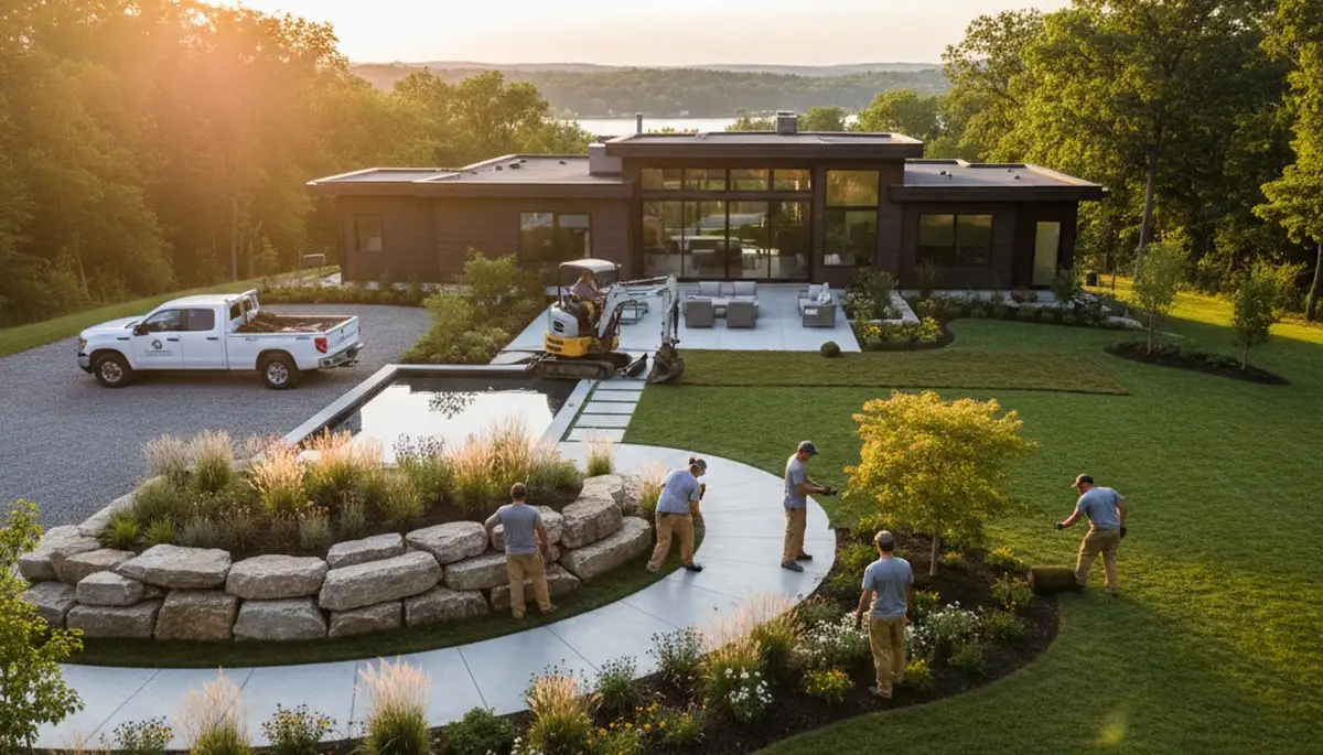 Landscaping team providing lawn care services in Madison, WI
