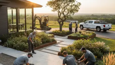 Landscaping crew provides lawn care service in Madison, WI