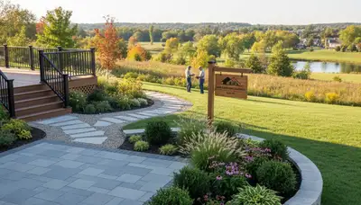 Landscaping crew providing lawn care service in Madison, WI