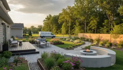 Landscaping crew in Madison, WI providing professional lawn care and yard maintenance services