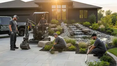 Landscaping team providing lawn care services in Madison, WI