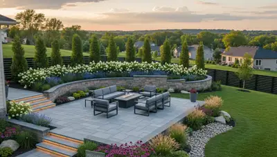 Professional landscaping crew providing lawn care service in Madison, WI
