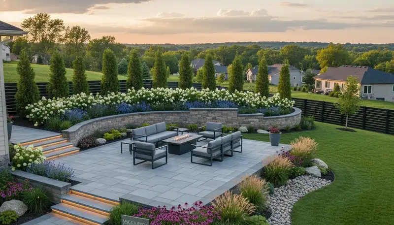 Professional landscaping crew providing lawn care service in Madison, WI