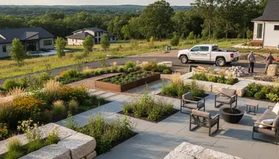 Madison, WI landscaping crew providing professional lawn care services for residential and commercial properties