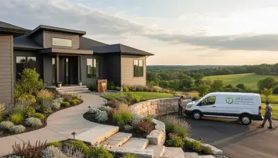 Landscaping crew providing lawn care service in Madison, WI