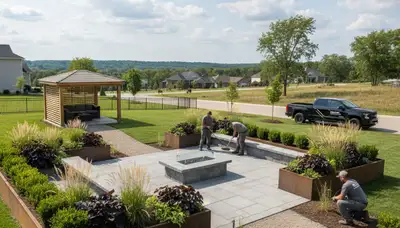 Madison, WI landscaping crew providing professional lawn care and yard maintenance