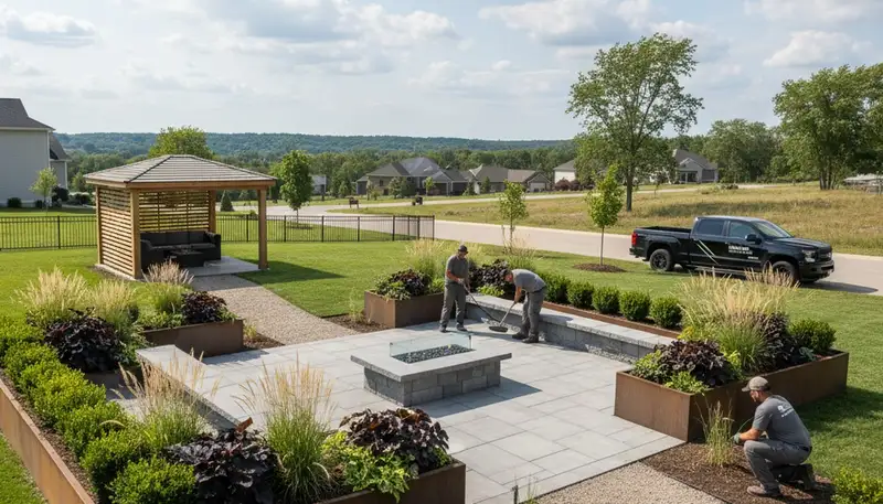 Madison, WI landscaping crew providing professional lawn care and yard maintenance