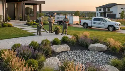 Madison, WI landscaping crew providing professional lawn care and yard maintenance services
