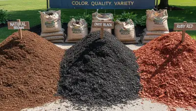 Brown, black, and red mulch varieties for Madison WI landscaping by Chop Chop Landscaping