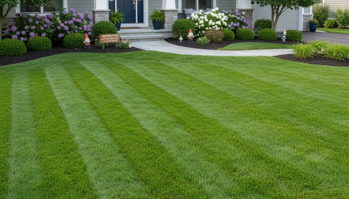 Manicured Madison WI lawn with clean edges and lush grass showcasing professional lawn maintenance results