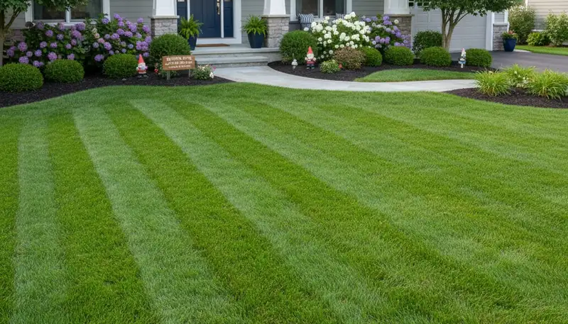 Manicured Madison WI lawn with clean edges and lush grass showcasing professional lawn maintenance results